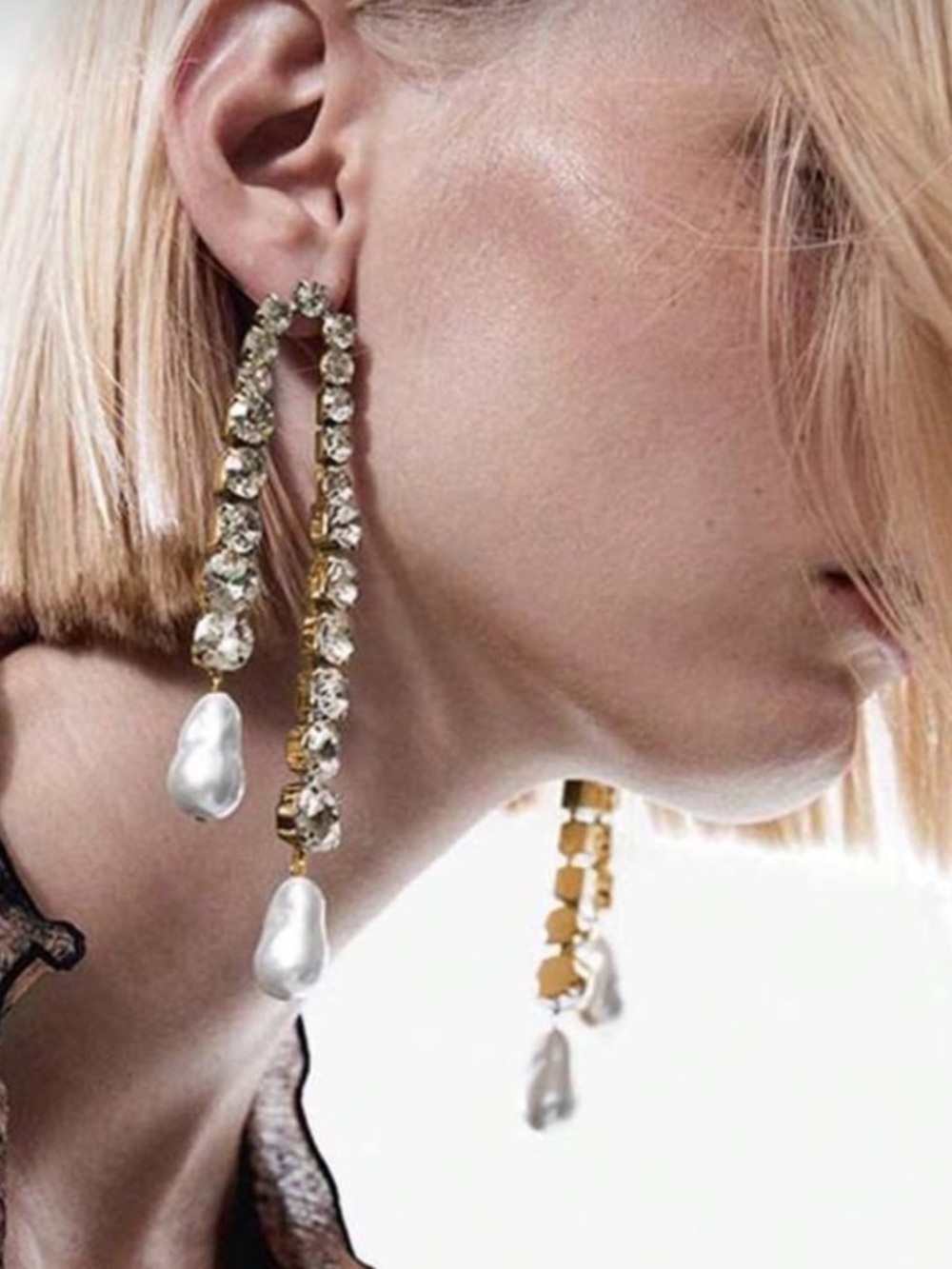 Seraphina Crystal Waterfall Pearl Drop Couture Earrings
